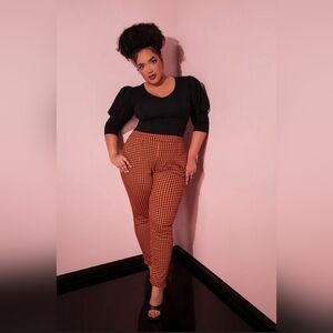 Cigarette Pants - Pumpkin Plaid